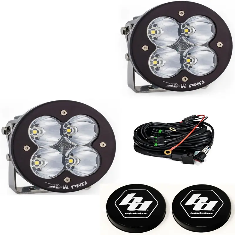 Baja Designs Xl-R Pro Spot Clear Led Light Pod Kit W/ Wiring & Black Rock Guards 1