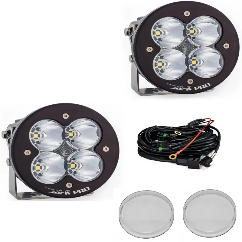 Baja Designs Xl-R Pro Spot Clear Led Light Pod Kit W/ Wiring & Clear Rock Guards 1