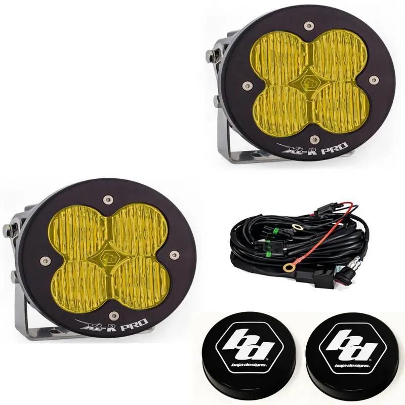 Baja Designs Xl-R Pro Wide Cornering Amber Light Pod Kit W/ Wiring & Rock Guards 1