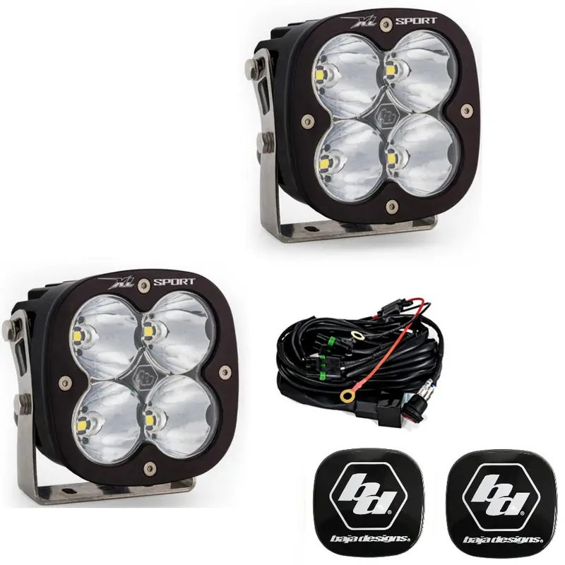 Baja Designs Xl Racer Edition Led Light Pod Kit W/ Wiring & Black Rock Guards 1