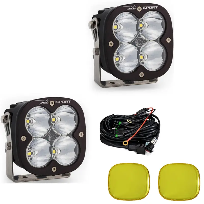Baja Designs Xl Sport Clear Spot Led Light Pod Kit W/ Wiring & Amber Rock Guards 1