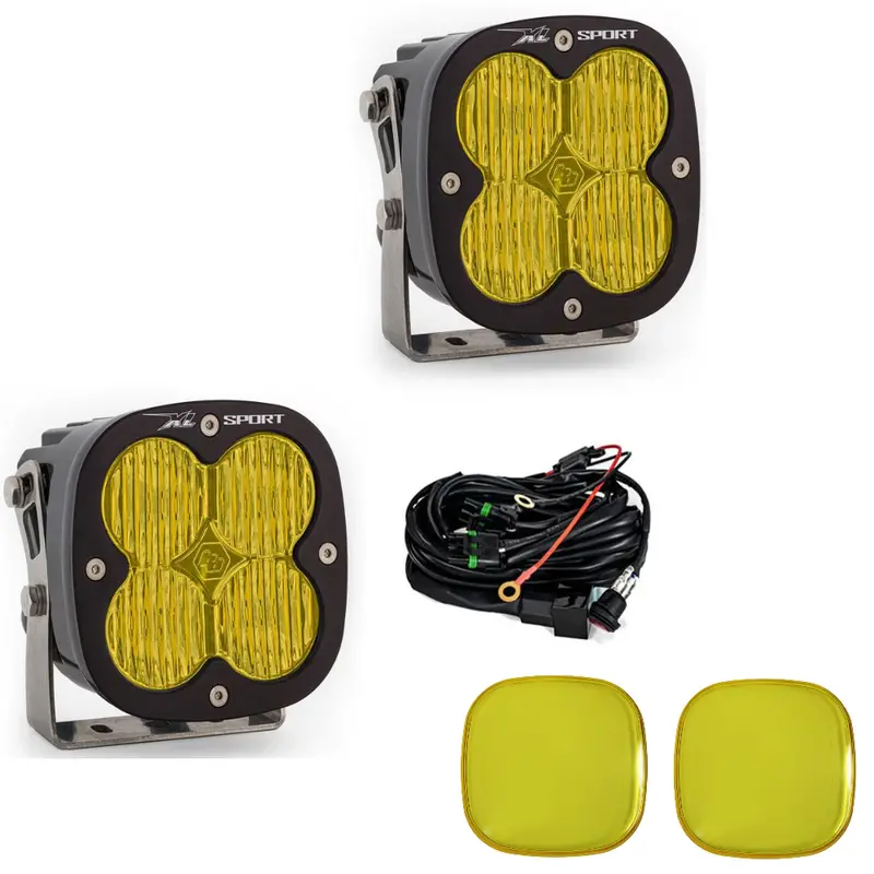 Baja Designs Xl Sport Wide Cornering Amber Light Pod Kit W/ Wiring & Rock Guards 1
