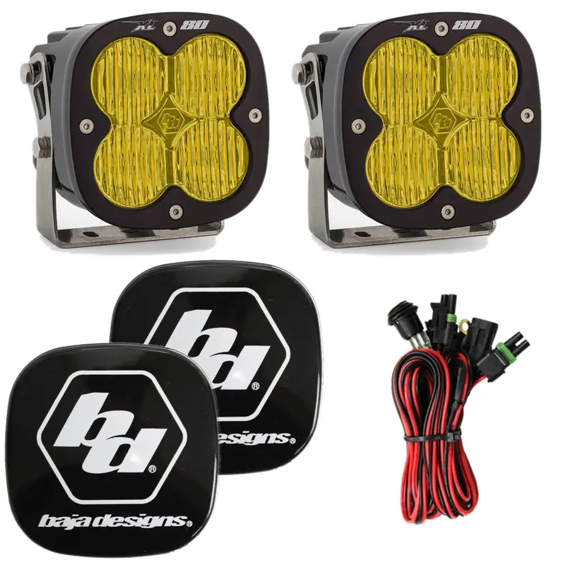 Baja Designs Xl80 5000K Amber Wide Cornering Led Light Pods With Rock Guards 1