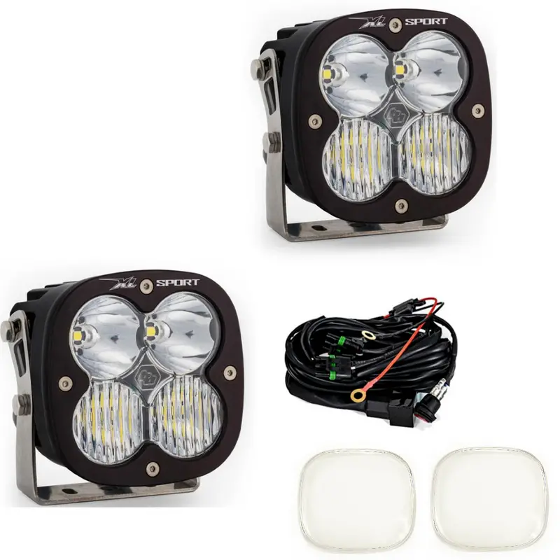 Baja Designs Xl80 Driving/Combo Led Light Pod Kit W/ Wiring & Clear Rock Guards 1