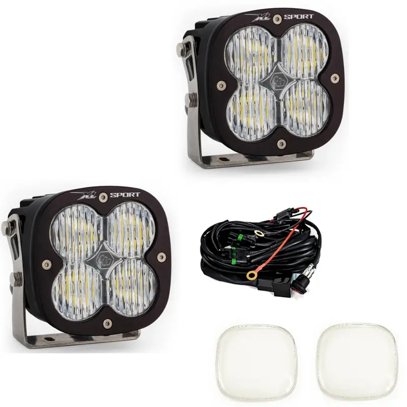 Baja Designs Xl80 Led Wide Cornering Light Pod Kit W/ Wiring & Clear Rock Guards 1
