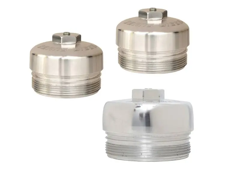 Bean Machine Billet Aluminum Upper Fuel Filter Cap, Lower Fuel Filter Cap & Oil Filter Cap For 08-10 6.4L Powerstroke 2