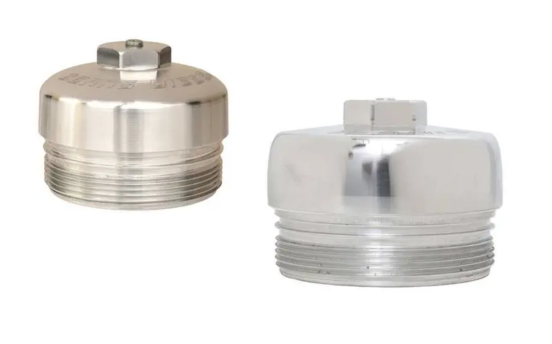 Bean Machine Billet Aluminum Upper Fuel Filter Cap & Oil Filter Cap For 08-10 6.4L Powerstroke 1