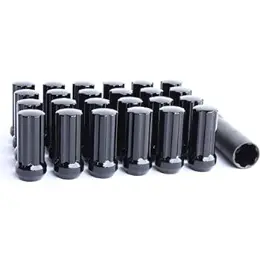 Black Spline Tuner Lug Nuts 14X1.5 24Pc Set W/ Key - Fits Chevy, Gmc, Ford 1