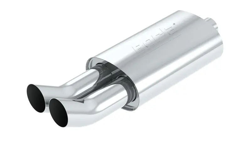 Borla Polished 2.25" Inlet/ Dual 3" Tip Spitfire Boomers Muffler - Universal 1