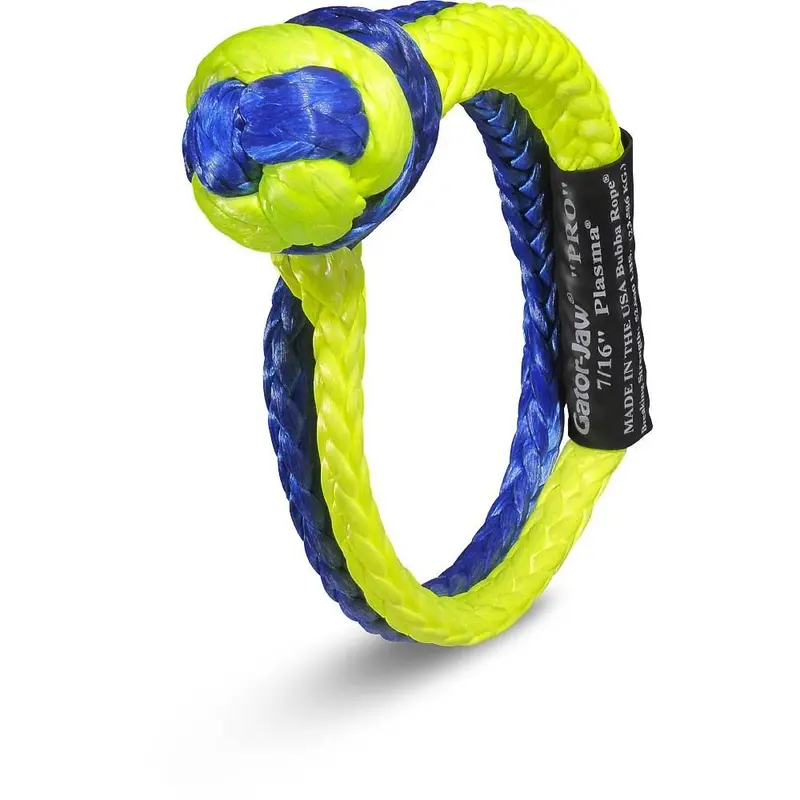 Bubba Rope 7/16" Blue & Yellow Gator Jaw Pro Synthetic Shackle 52,300 Pound Breaking Strength 1