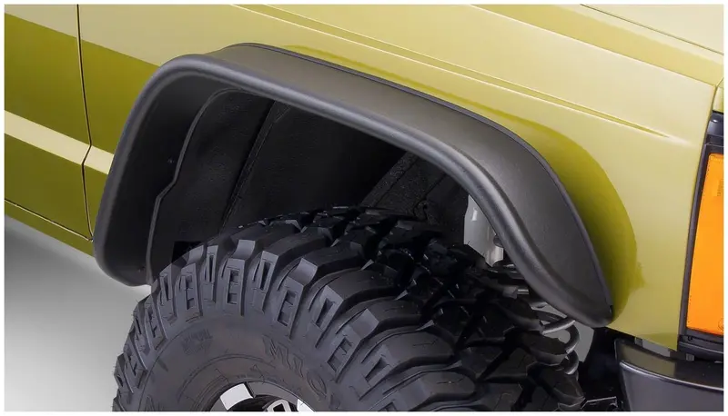 Bushwacker 10063-07 Black Jeep Flat Style Textured Finish Front Fender Flares For 1984-2001 Jeep Cherokee 1