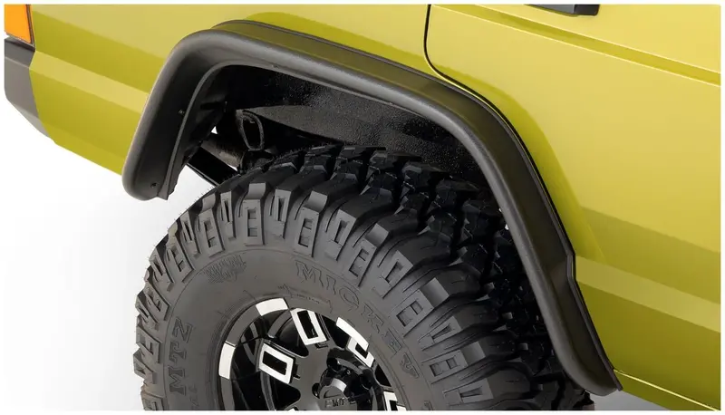 Bushwacker 10064-07 Black Jeep Flat Style Textured Finish Rear Fender Flares For 1984-2001 Jeep Cherokee 1