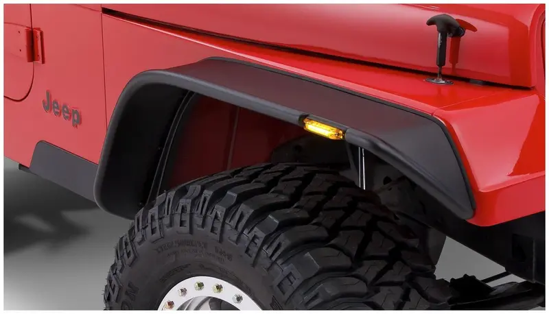 Bushwacker 10067-07 Black Jeep Flat Style Textured Finish Front Fender Flares For 1987-1995 Jeep Wrangler Yj (Excludes Renegade) 1