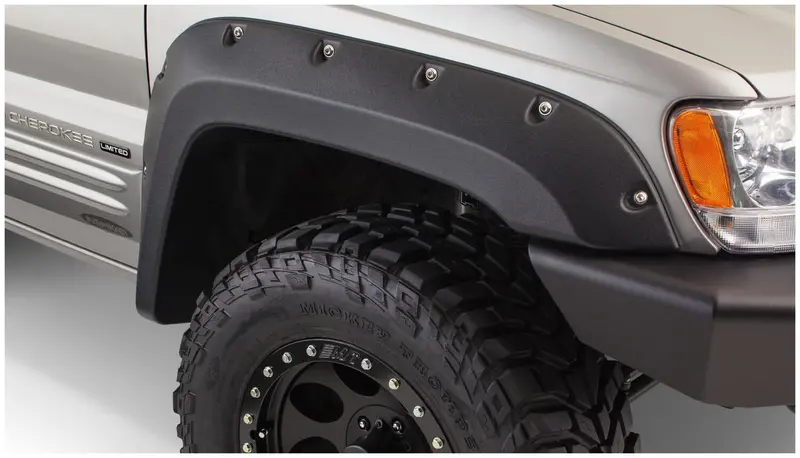 Bushwacker 10071-07 Black Jeep Cutout Style Textured Finish Front Fender Flares For 1999-2004 Jeep Grand Cherokee 2