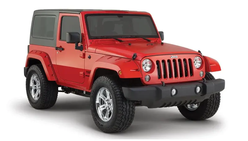 Bushwacker 10078-02 Black Pocket/Rivet Style Smooth Finish Rear Fender Flares For 2007-2018 Jeep Wrangler Jk 2-Door 1