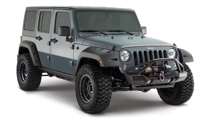 Bushwacker 10080-02 Black Pocket/Rivet Style Smooth Finish Rear Fender Flares For 2007-2018 Jeep Wrangler Jk Unlimited 4-Door 1