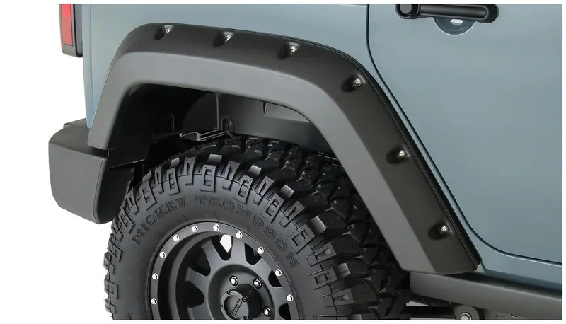 Bushwacker 10080-02 Black Pocket/Rivet Style Smooth Finish Rear Fender Flares For 2007-2018 Jeep Wrangler Jk Unlimited 4-Door 2