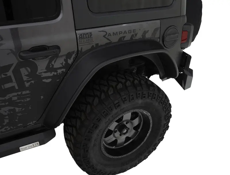 Bushwacker 10100-07 Black Jeep Flat Style Textured Finish Rear Fender Flares For 2018 -2023 Jeep Wrangler Jl (Excludes Rubicon) 1