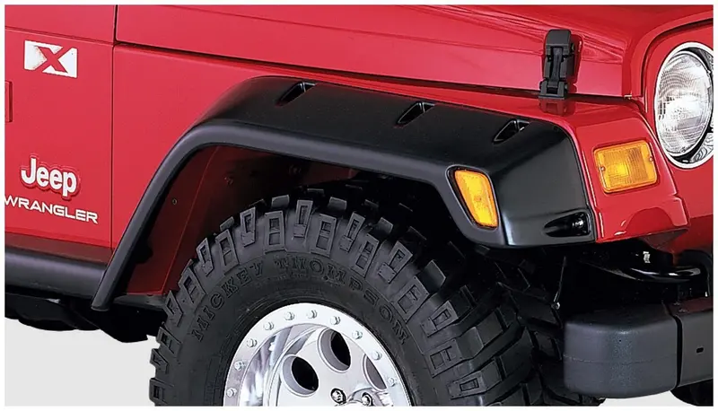 Bushwacker 10908-07 Black Pocket/Rivet Style Textured Finish 4-Piece Fender Flare Set For 1997-2006 Jeep Wrangler Tj 2