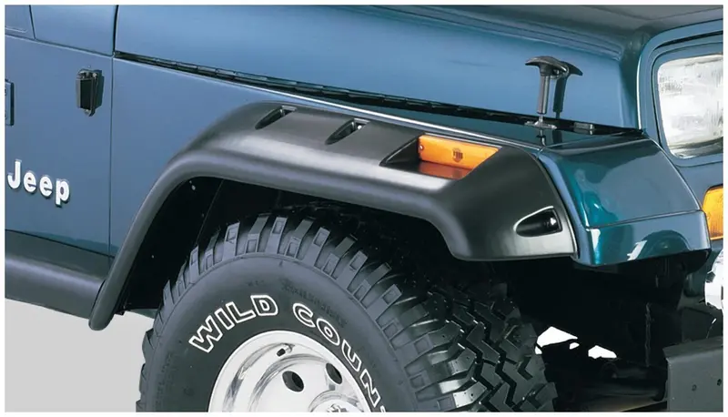 Bushwacker 10909-07 Black Jeep Cutout Style Textured Finish 4-Piece Fender Flare Set For 1987-1995 Jeep Wrangler Yj (Excludes Renegade) 2