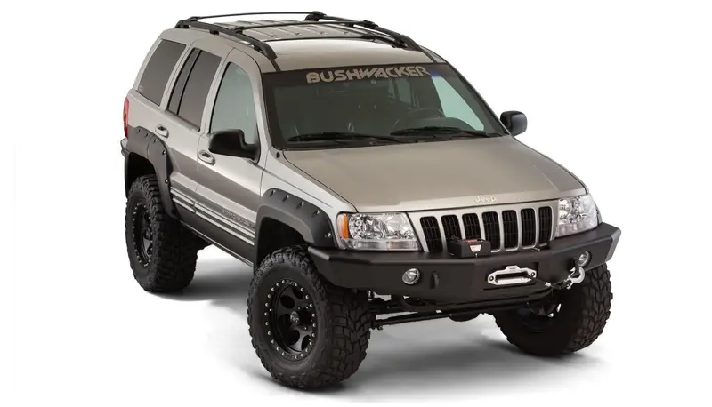 Bushwacker 10926-07 Black Jeep Cutout Style Textured Finish 4-Piece Fender Flare Set For 1999-2004 Jeep Grand Cherokee 1