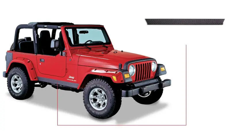 Bushwacker 14002 Black Trail Armor Side Rocker Panels For 1997-2006 Jeep Wrangler 2-Door, Pair 1
