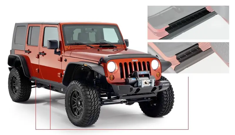 Bushwacker 14012 Black Trail Armor Rocker Panel And Sill Plate Covers For 2007-2018 Jeep Wrangler Jk Unlimited 4-Door, Pair 1