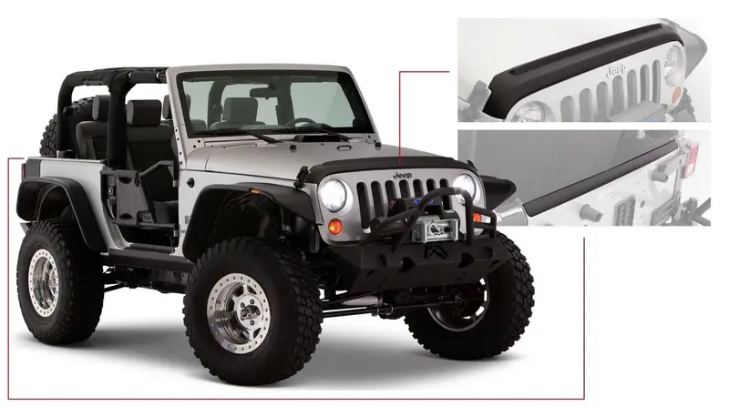 Bushwacker 14013 Black Trail Armor Hood And Tailgate Protector Set For 2007-2018 Jeep Wrangler Jk 1