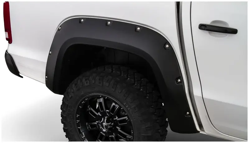Bushwacker 171004-02 Black Pocket/Rivet Style Smooth Finish Rear Fender Flares For 2017-2022 Volkswagen Amarok; Fits 61.2 In. Bed 1