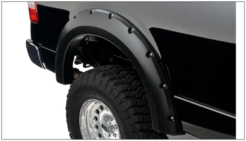 Bushwacker 20054-02 Black Pocket/Rivet Style Smooth Finish Rear Fender Flares For 2004-2008 Ford F-150 1