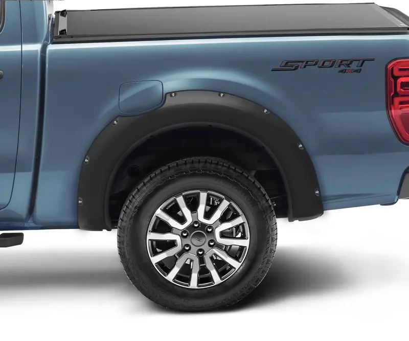 Bushwacker 20122-02 Black Pocket/Rivet Style Smooth Finish Rear Fender Flares For 2019-2023 Ford Ranger Supercab 1