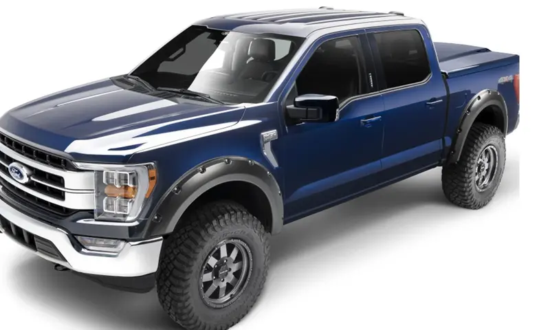 Bushwacker 20134-02 Black Pocket/Rivet Style Smooth Finish Rear Fender Flares For 2021-2026 F-150; Will Not Fit F150 Lightning 2