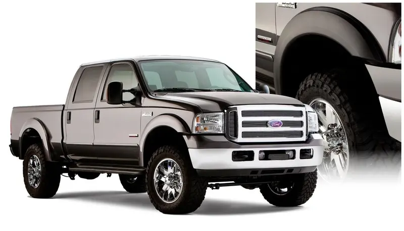 Bushwacker 20928-02 Black Extend-A-Fender Style Smooth Finish 4-Piece Fender Flare Set For 1999-2007 Ford F-250/F-350 Super Duty 1