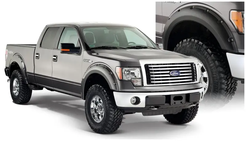 Bushwacker 20929-02 Black Pocket/Rivet Style Smooth Finish 4-Piece Fender Flare Set For 2009-2014 Ford F-150 (Excludes Raptor) 1