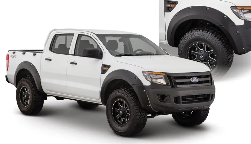Bushwacker 20934-02 Black Pocket/Rivet Style Smooth Finish 4-Piece Fender Flare Set For 2011-2018 Ford Ranger 1