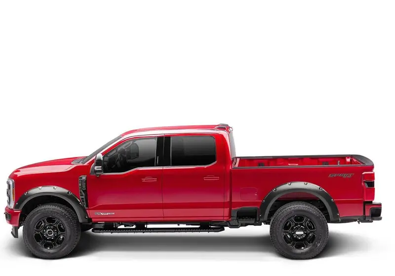 Bushwacker 20969-02 Black Pocket/Rivet Style Smooth Finish 4-Piece Fender Flare Set For 2023-2026 Ford F-250/350 2
