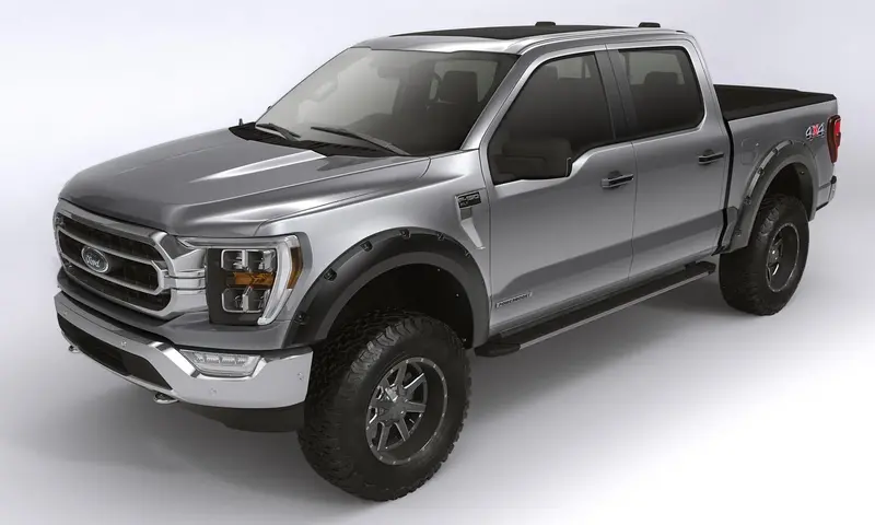 Bushwacker 28135-08 Black Forge Pocket/Rivet Textured Finish 4-Pc Fender Flare Set For 19-22 Ford Ranger 6 Ft. Bed 1