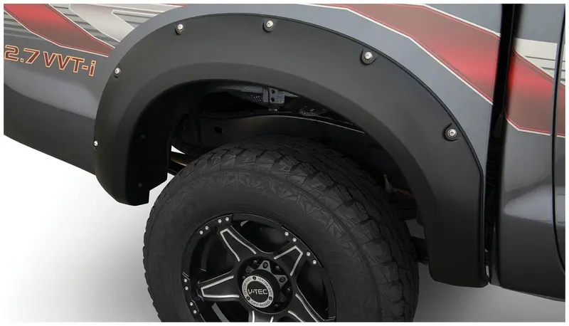 Bushwacker 31082-02 Black Pocket/Rivet Style Smooth Finish Rear Fender Flares For 2011-2013 Toyota Hilux 1