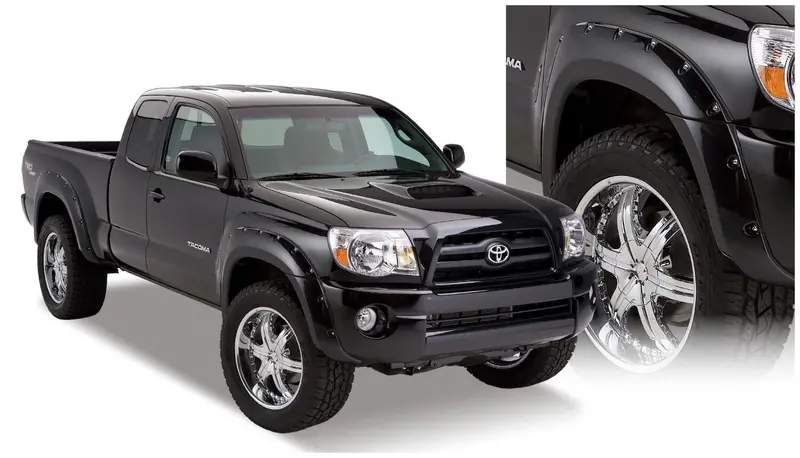 Bushwacker 31920-02 Black Pocket/Rivet Style Smooth Finish 4-Piece Fender Flare Set For 2005-2011 Toyota Tacoma W/73.5 In. Bed 1