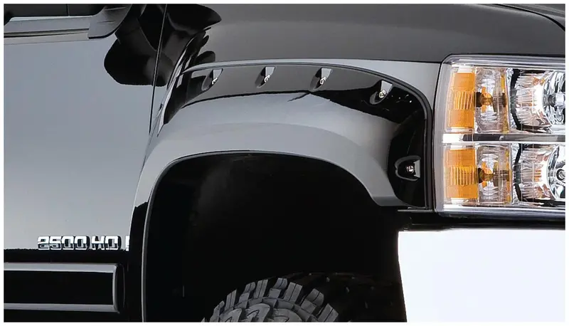 Bushwacker 40051-02 Black Cutout Style Smooth Finish Front Fender Flares For 1999-2006 Silverado/Sierra 1500; 2007 Silverado/Sierra 1500 Classic; Fits 78/96 In. Bed 1