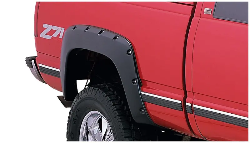 Bushwacker 40062-02 Black Pocket/Rivet Style Smooth Finish Rear Fender Flares For 1988-1999 Chevrolet C/K 1500, R2500; 1992-1994 Blazer; 1997-1999 Tahoe 1