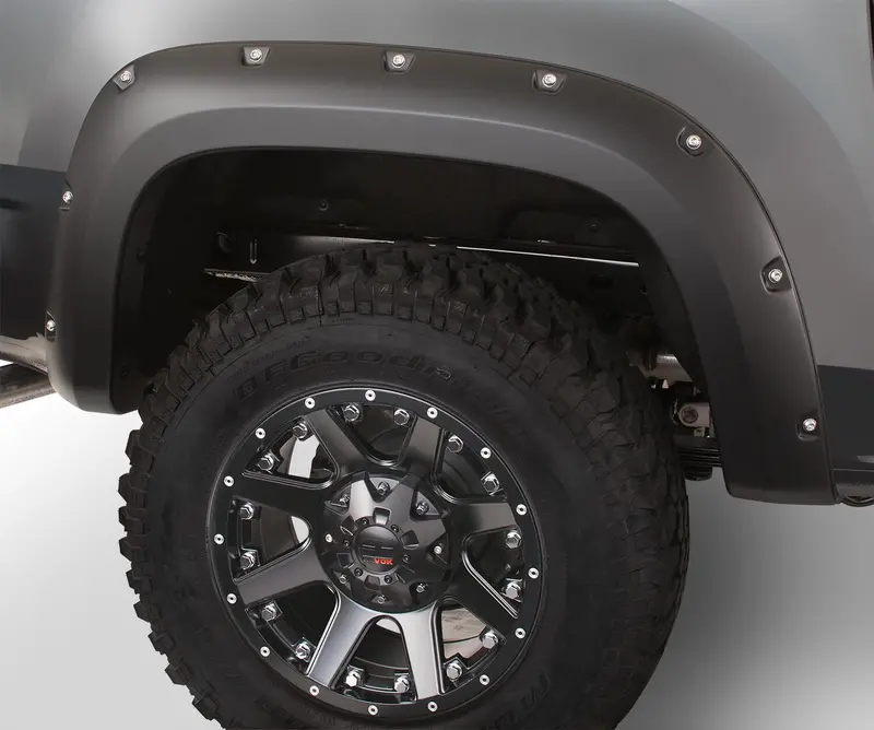 Bushwacker 40102-02 Black Pocket/Rivet Style Smooth Finish Rear Fender Flares For 19-26 Gmc Sierra 1500 1
