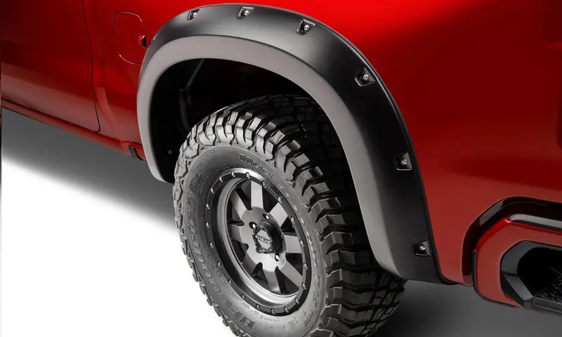 Bushwacker 40106-02 Black Pocket/Rivet Style Smooth Finish Rear Fender Flares For 2019-2026 Chevrolet Silverado 1500 1