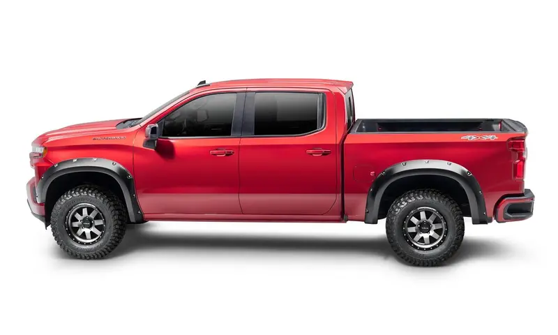 Bushwacker 40106-02 Black Pocket/Rivet Style Smooth Finish Rear Fender Flares For 2019-2026 Chevrolet Silverado 1500 2