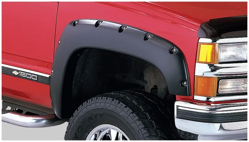 Bushwacker 40919-02 Black Pocket/Rivet Style Smooth Finish 4-Piece Fender Flare Set For 1988-2000 Chevrolet/Gmc Trucks (Check Application Guide) 1