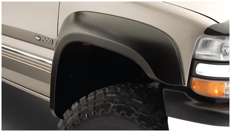 Bushwacker 40925-02 Black Extend-A-Fender Style Smooth Finish 4-Piece Fender Flare Set For 2007-2013 Chevrolet Silverado 1500; Fits 69.3 In. Bed 1