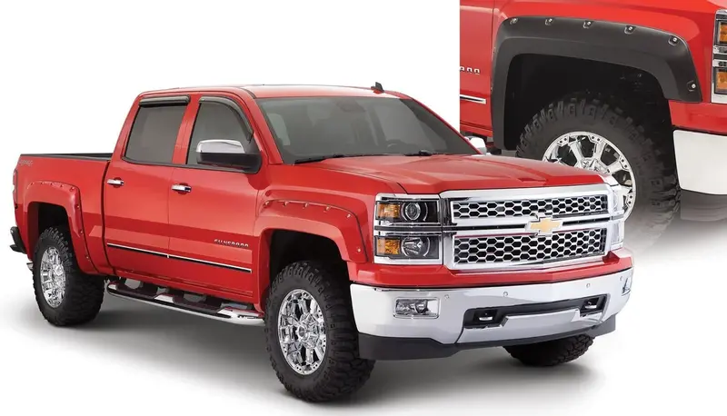 Bushwacker 40948-02 Black Pocket/Rivet Style Smooth Finish 4-Piece Fender Flare Set For 2003-2006 Chevrolet Avalanche W/O Body Cladding 1