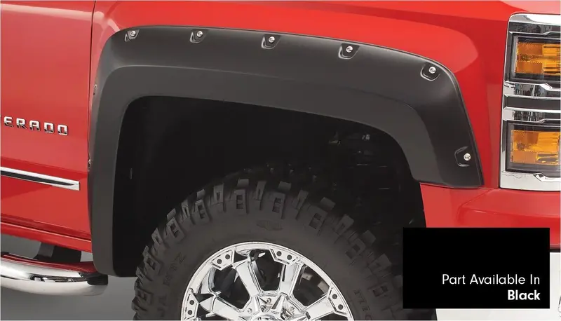 Bushwacker 40959-34 Pocket/Rivet Style Color Matched Black 4-Piece Fender Flare Set For 2016-2018 Silverado 1500; Fits 69.3 In. Bed 1