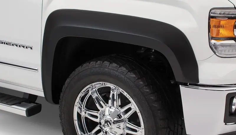 Bushwacker 40961-02 Black Extend-A-Fender Style Smooth Finish 4-Piece Fender Flare Set For 2014-2015 Gmc Sierra 1500; Fits 69.3 In. Bed 1