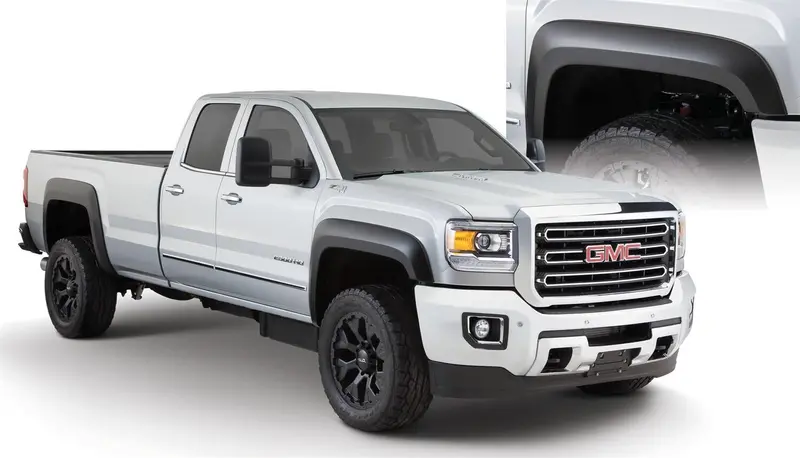 Bushwacker 40966-02 Black Extend-A-Fender Style Smooth Finish 4-Piece Fender Flare Set For 2015-2019 Gmc Sierra 2500 Hd/3500 Hd 1